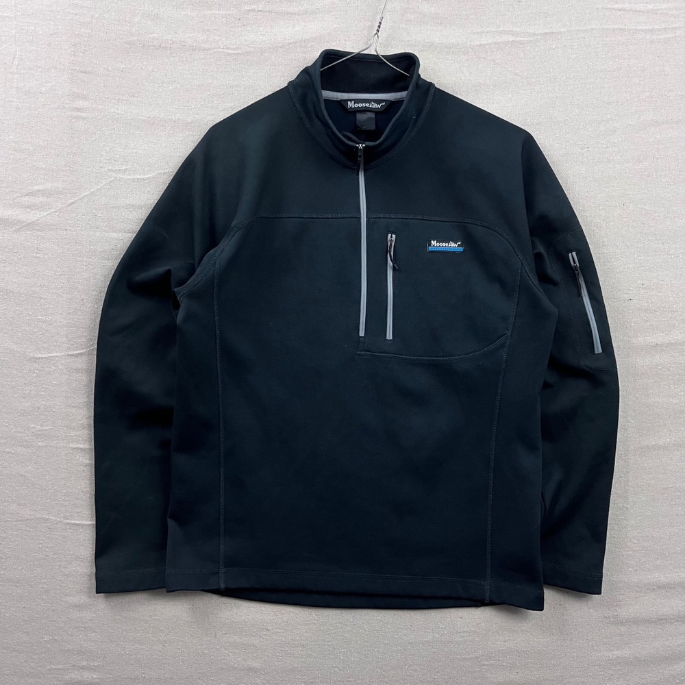 Moosejaw‎ Quarter Zip Pullover Mens Medium Black Fleece Mountaineering Hiking